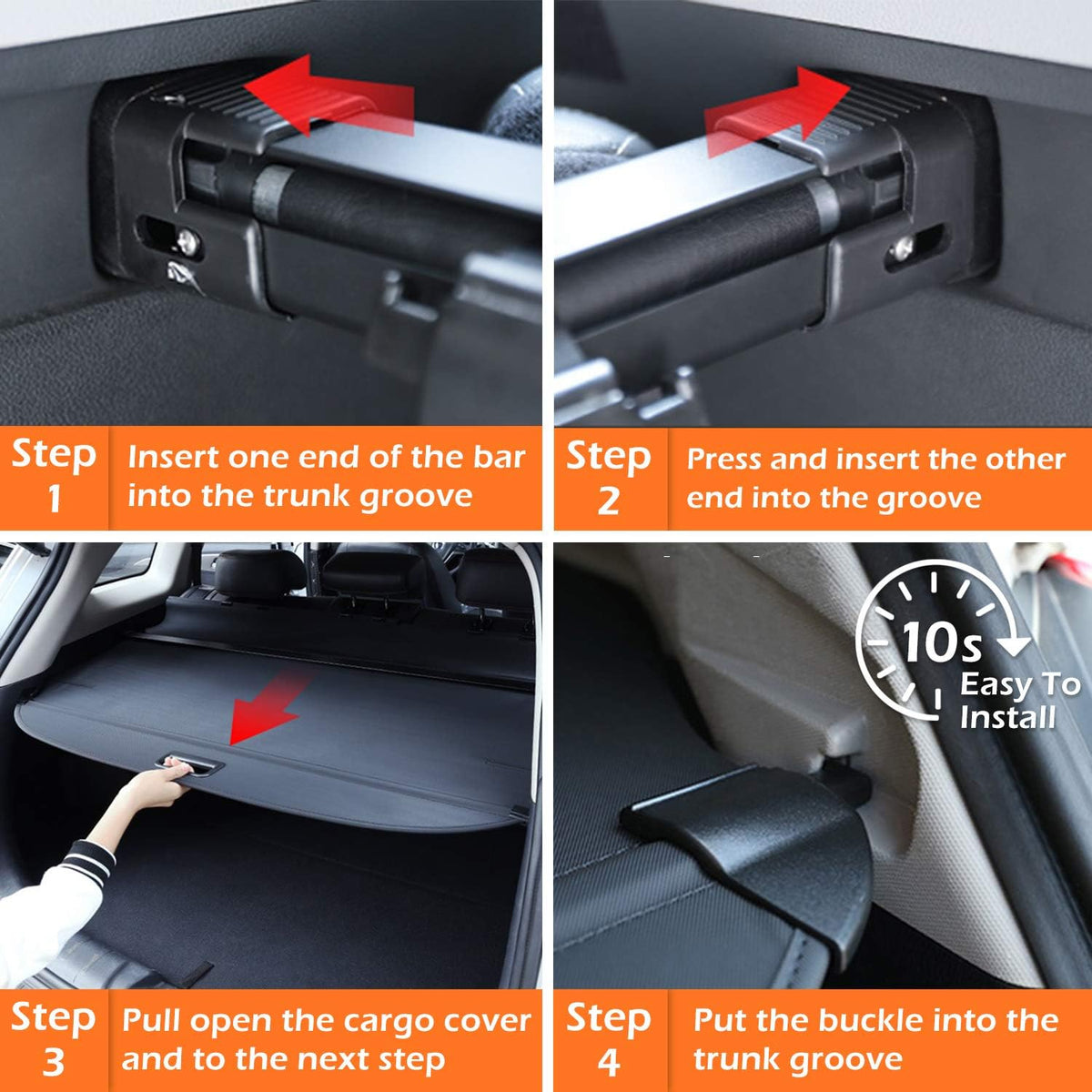 Retractable Trunk Cargo Cover Waterproof Pack of 2 Q67061