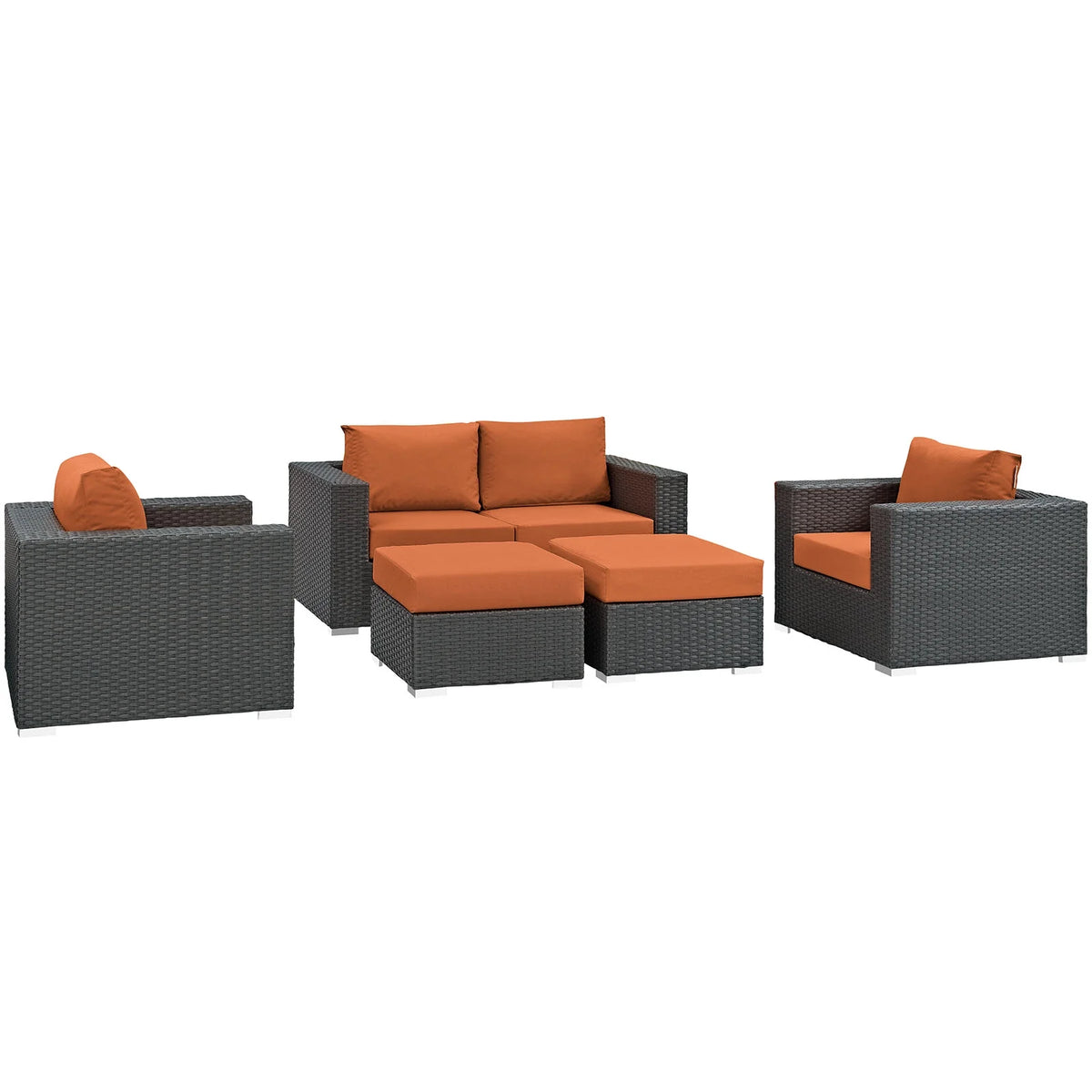 Orange Rattan Five PCS Sectional Sofa Set P4951