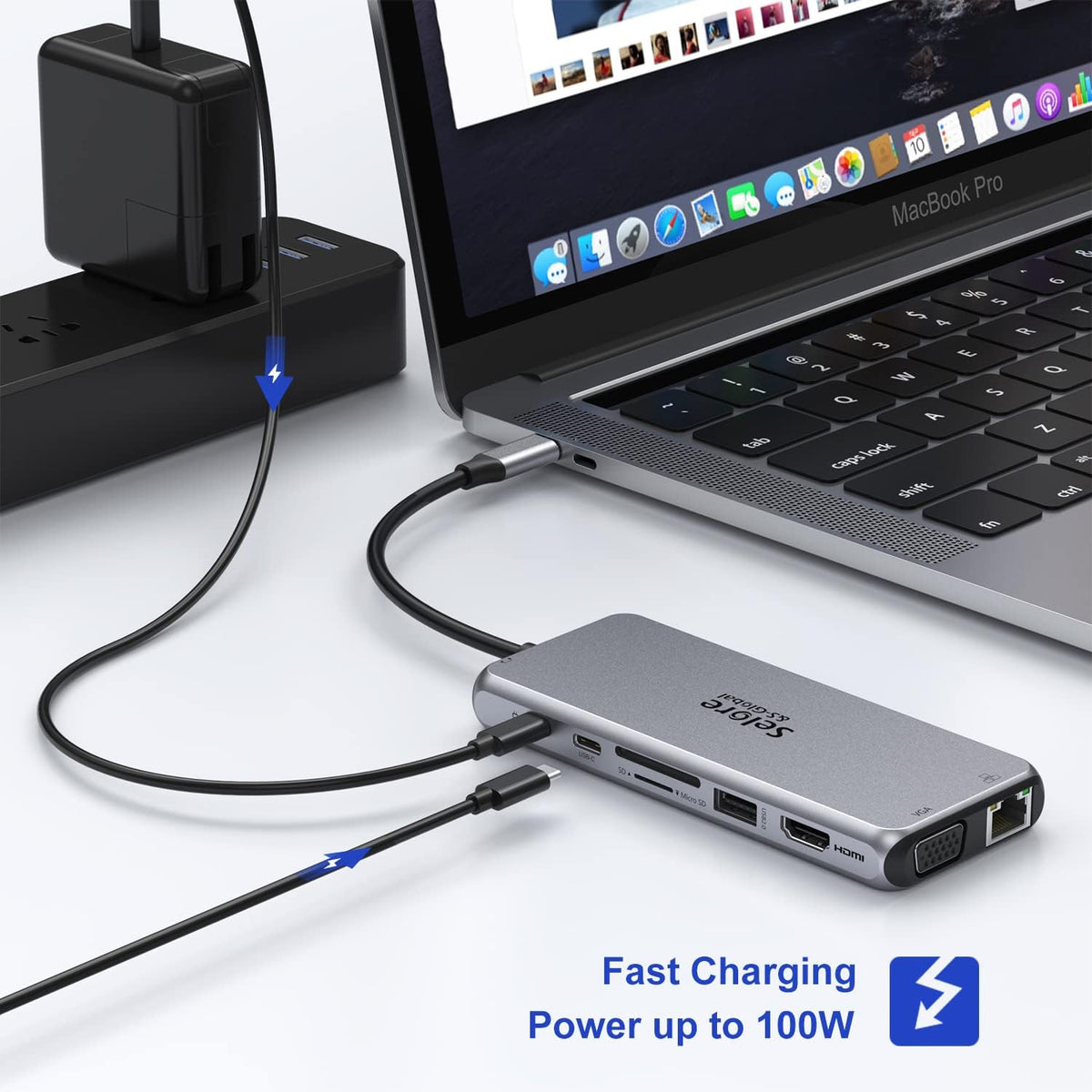 14 in 1 USB C Docking Station Dual HDMI 4K VGA Ethernet 100W PD SD TF 3.5mm Audio P15138