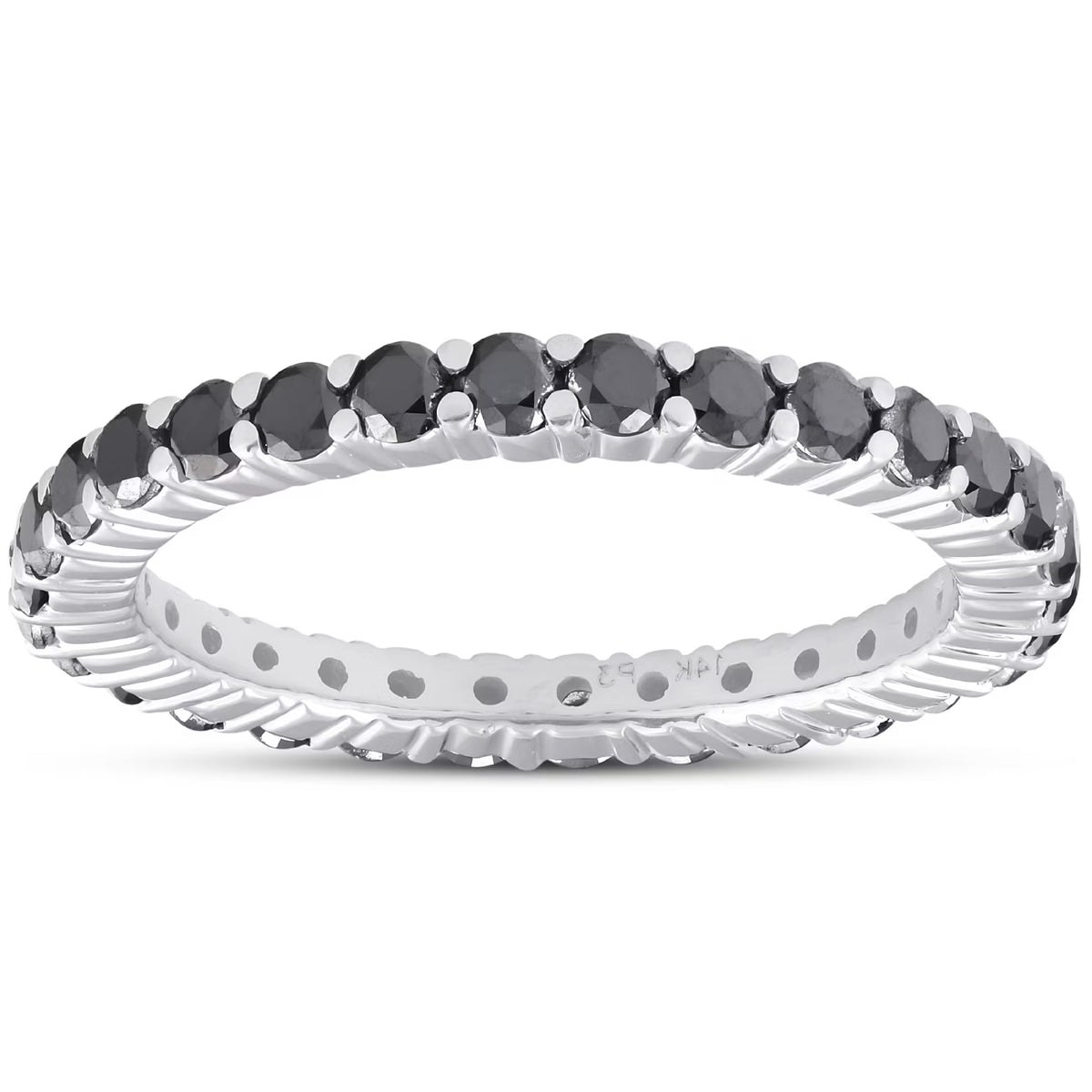 Black Diamond Eternity Ring 14k White Gold Q755