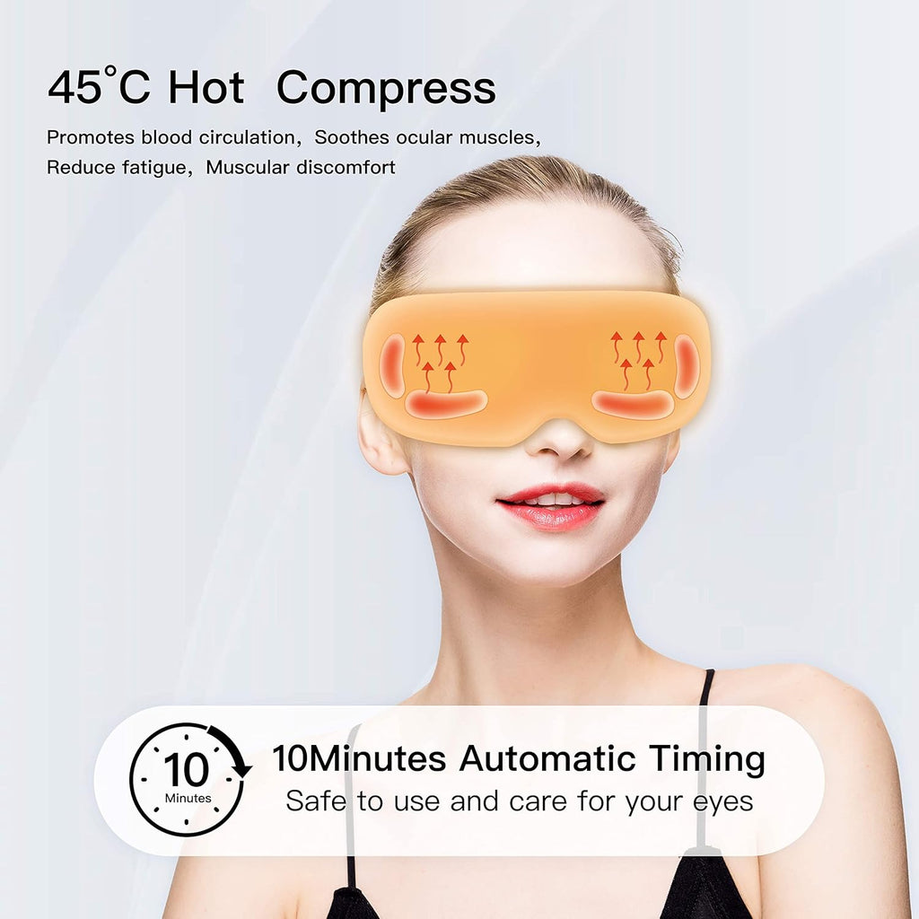Eye Massager with Heat, Vibration, Vision Window, 3 Modes, Bluetooth Music, USB Rechargeable D756