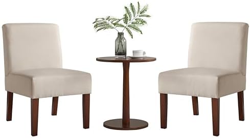 Beige Fabric Upholstered Accent Arm Chair with Wood C663680