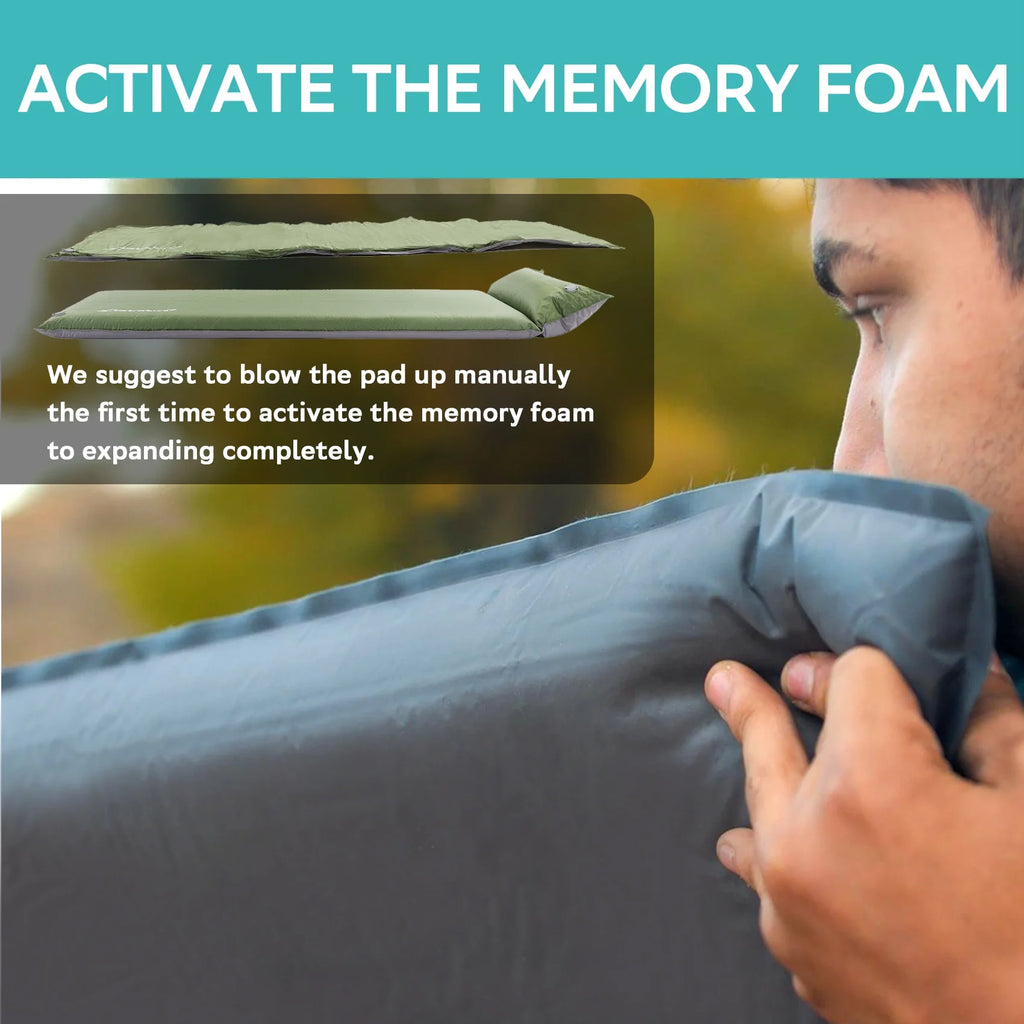 Blue Insulated Foam Self Inflating Sleeping Pad A83890