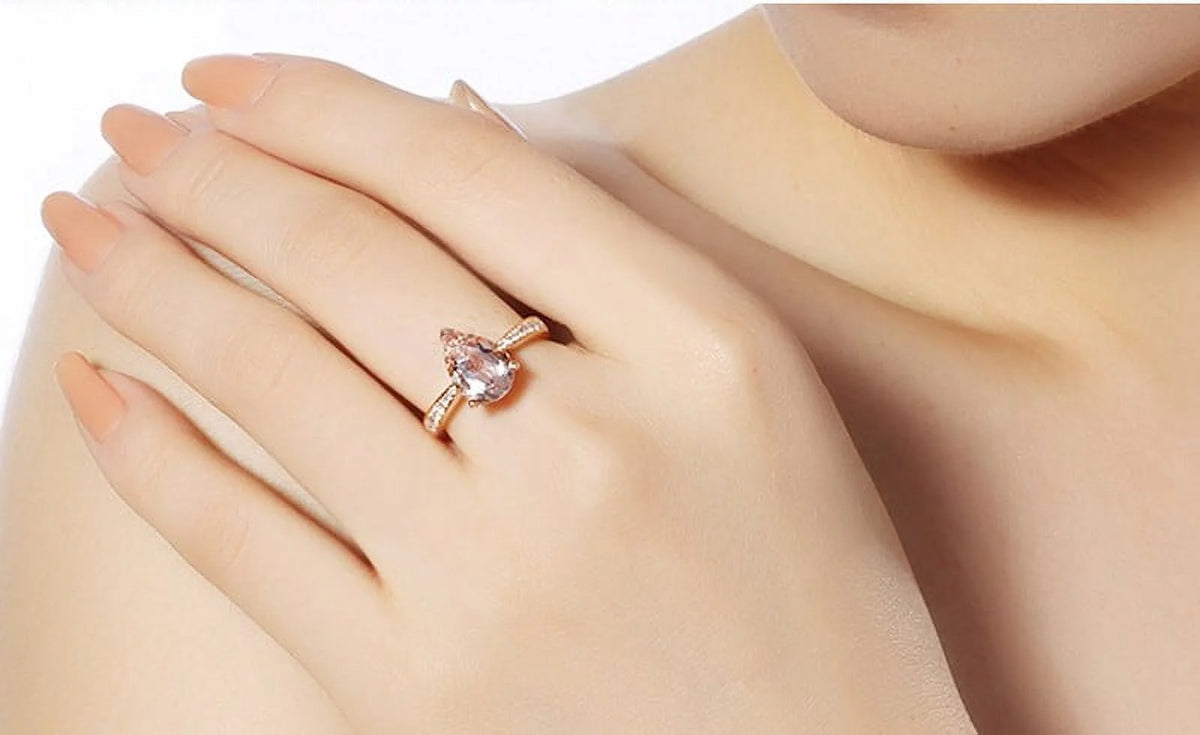 1.50 Carat Morganite and Diamond Halo Engagement Ring in Rose Gold G229