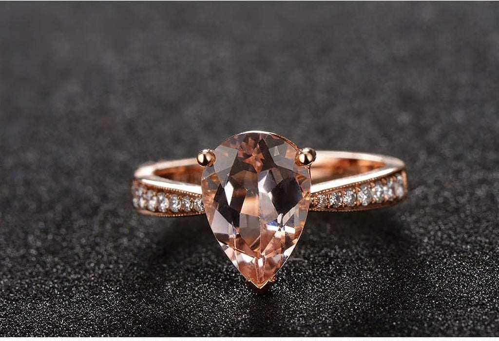 1.50 Carat Morganite and Diamond Halo Engagement Ring in Rose Gold G229