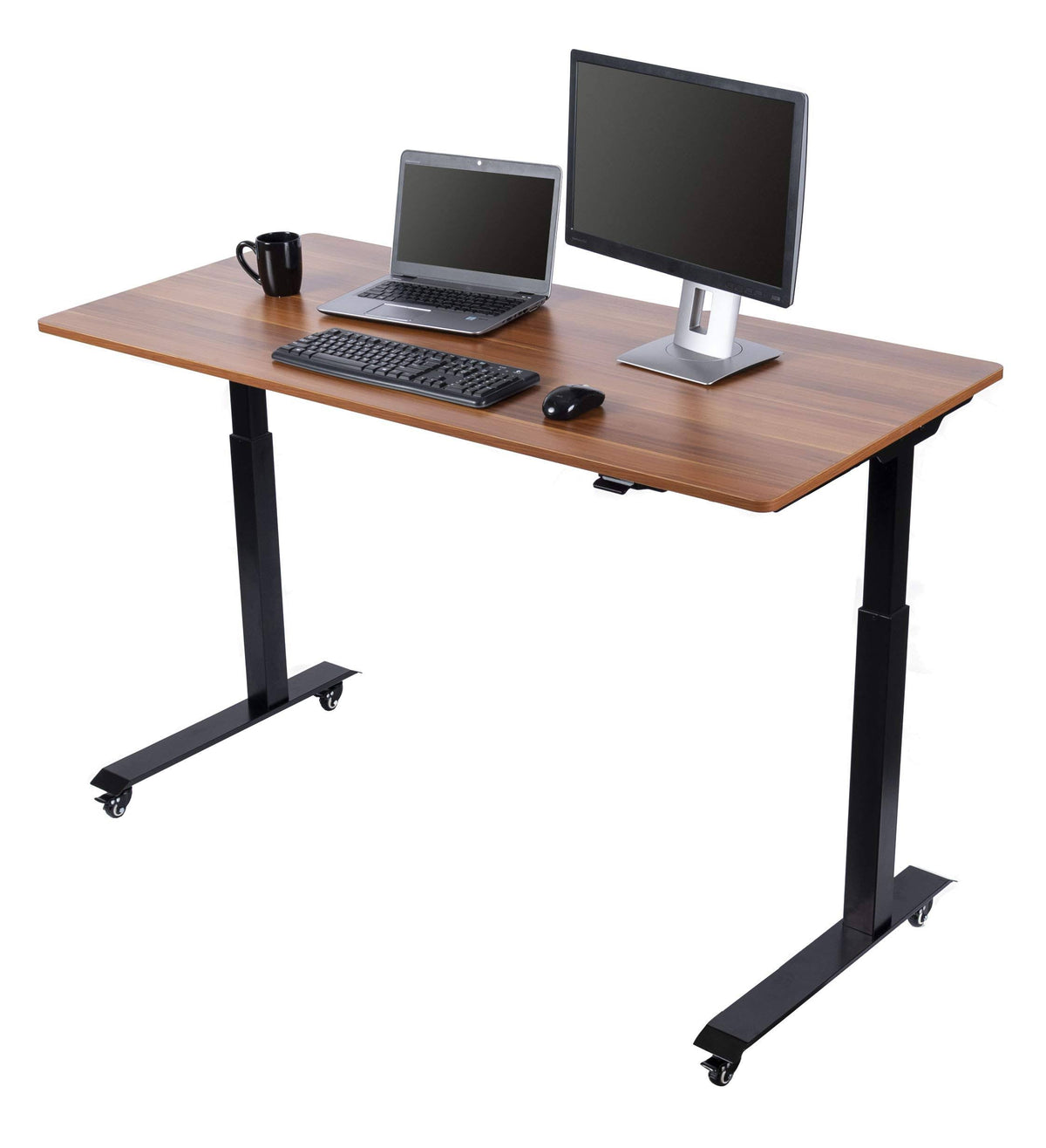 Electric Adjustable Height Standing Desk, Size: 60, Brown E174434