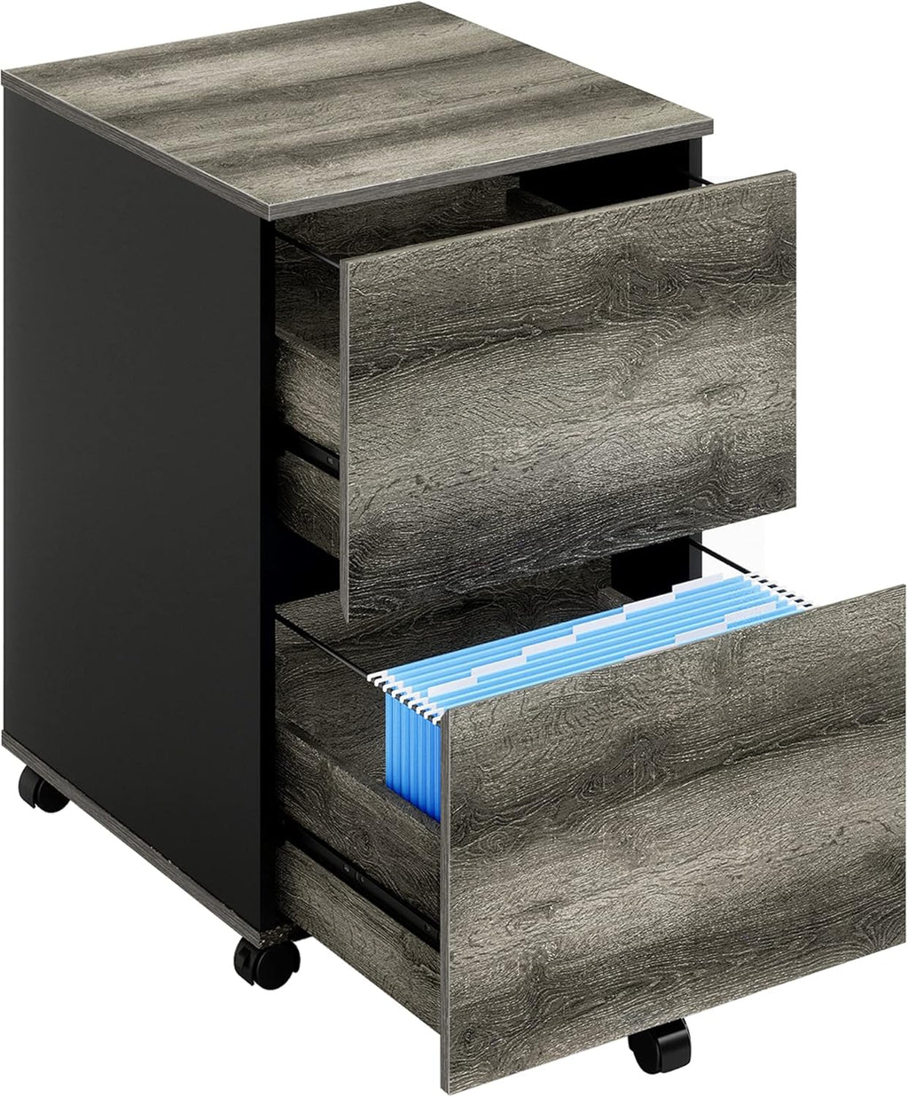 Brown 2 Drawer Mobile File Cabinet with File Holders M27292