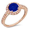18k Rose Gold Halo Ring with Blue Sapphire Q4564