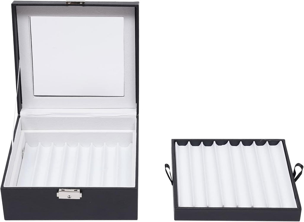 16 Slots Leather Pen Display Box Pen Collector Case with Transparent Window Pack of 2 M13509