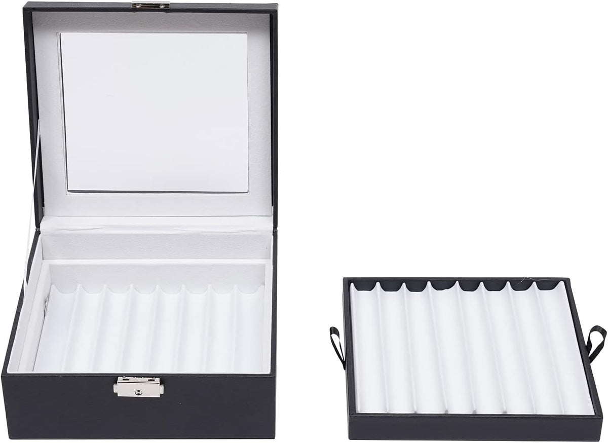 16 Slots Leather Pen Display Box Pen Collector Case with Transparent Window Pack of 2 M13509