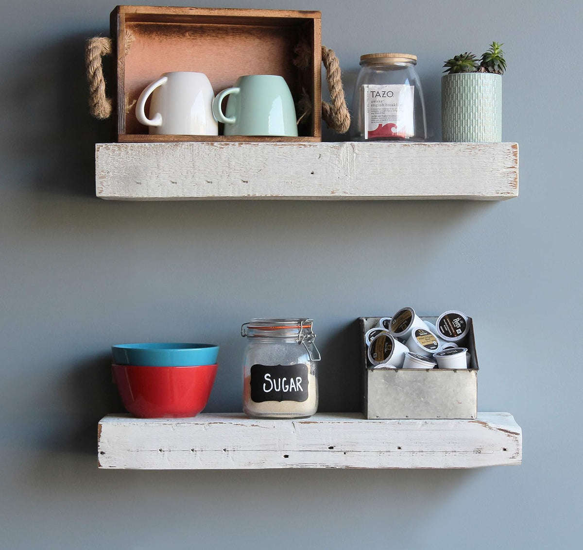 Reclaimed Wood Floating Shelves Set of Two I2867