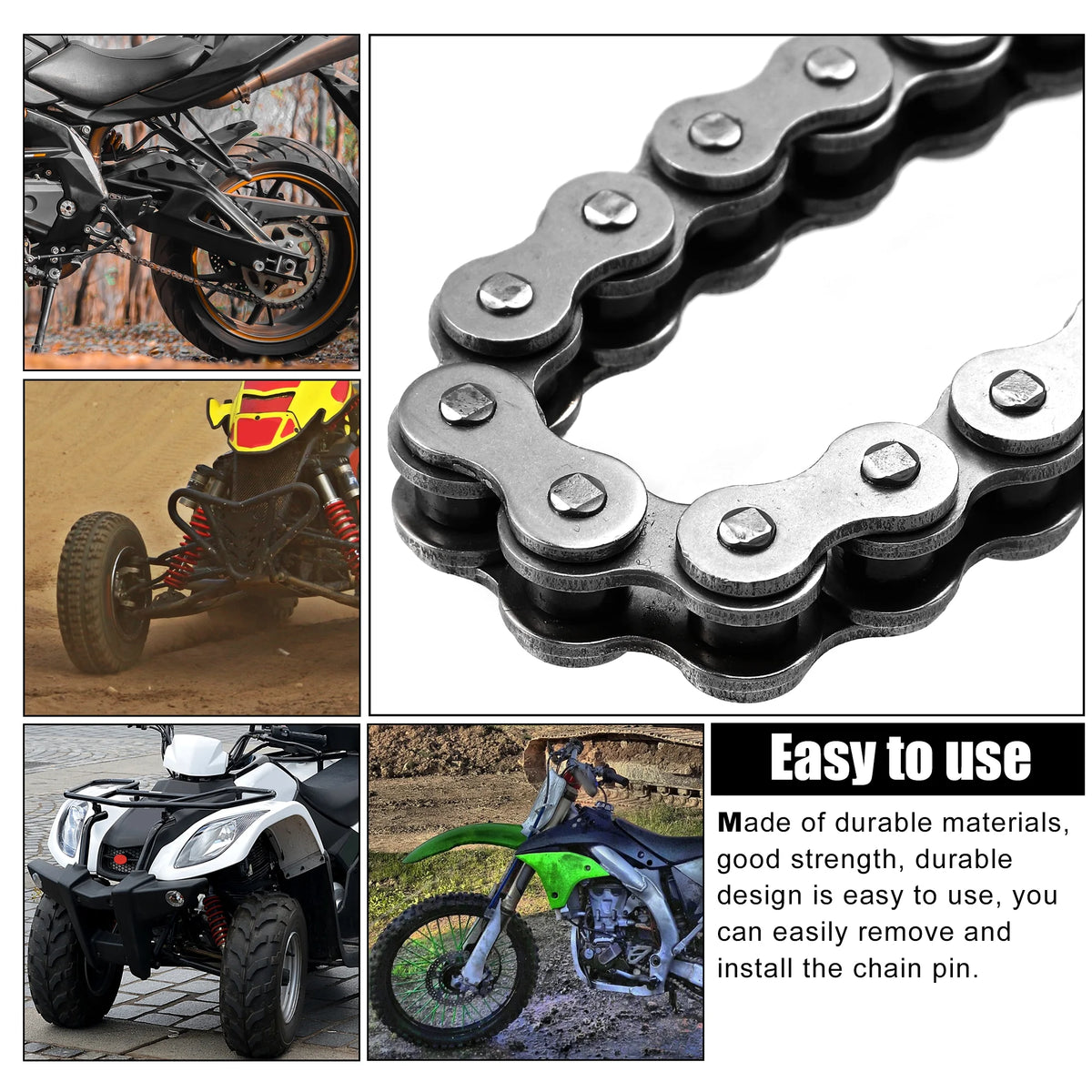 428 Motorcycle Chain 122 Link Non O-Ring with Connecting Master Link Z260