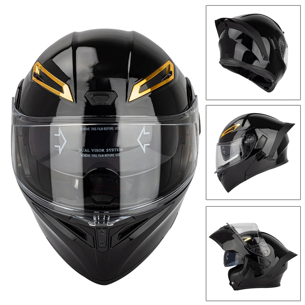 Dual Visor Flip Full Face Motorcycle Helmet with Built-in Sunglasses V738