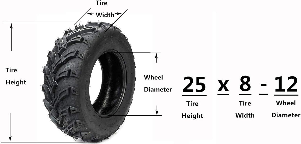 2PCS 25x8-12 Front ATV UTV All-Terrain Tires 6 PLY J39953