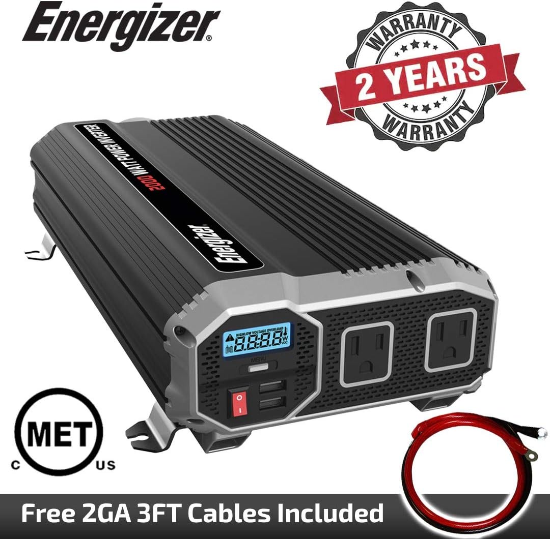 2000 Watts Power Inverter, 12v to 110v, Two AC Outlets, Two USB Ports W73323