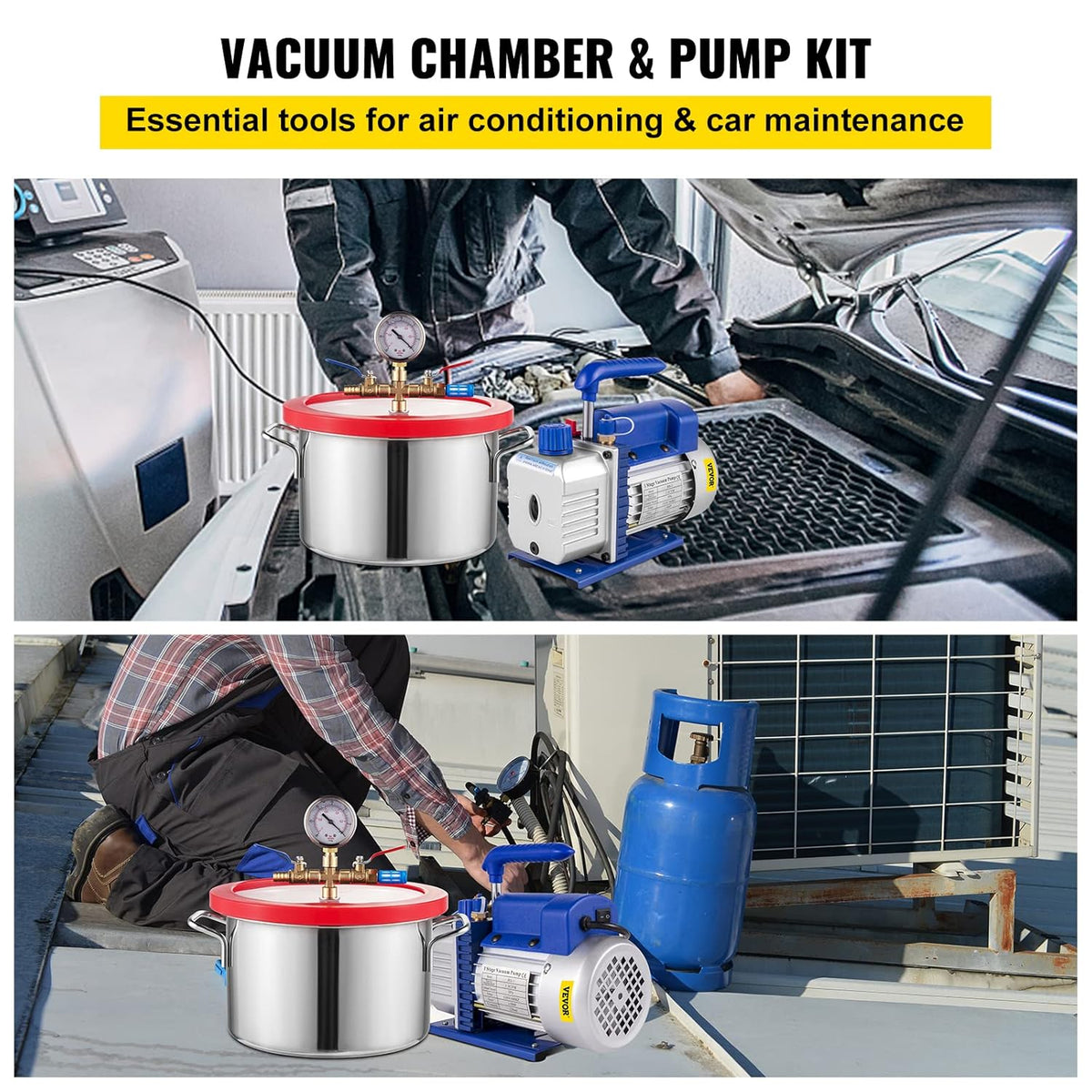 1.5 Gallon Stainless Steel Vacuum Chamber Kit with 2.5 CFM Vacuum Pump Y3054