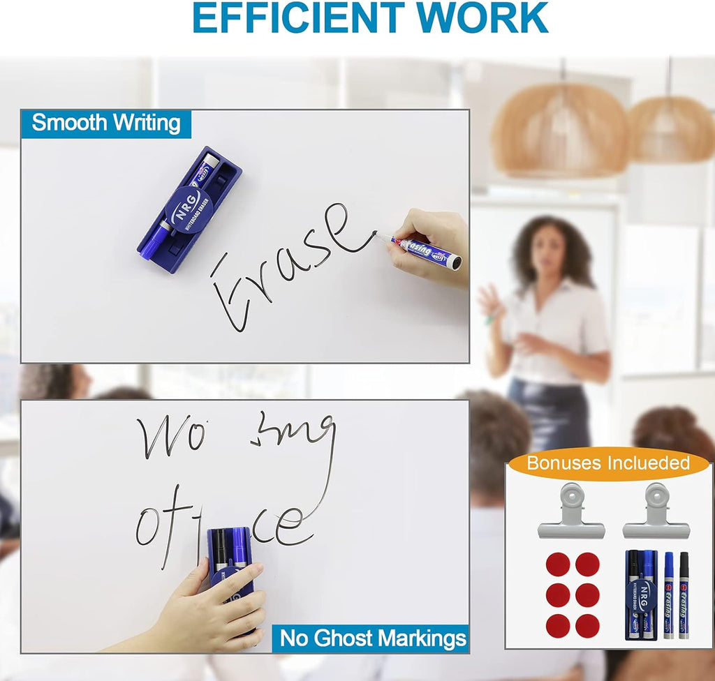 36x24 Double Sided Magnetic Dry Erase Board on Wheels with Stand L783