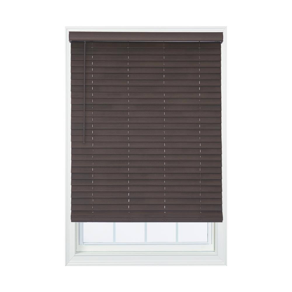 Cordless Brown Faux Wood Room Darkening Horizontal Blinds X317158
