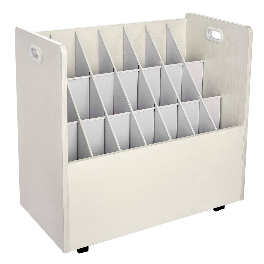 White Mobile Rolling Wood Blueprint Roll File Organizer L699