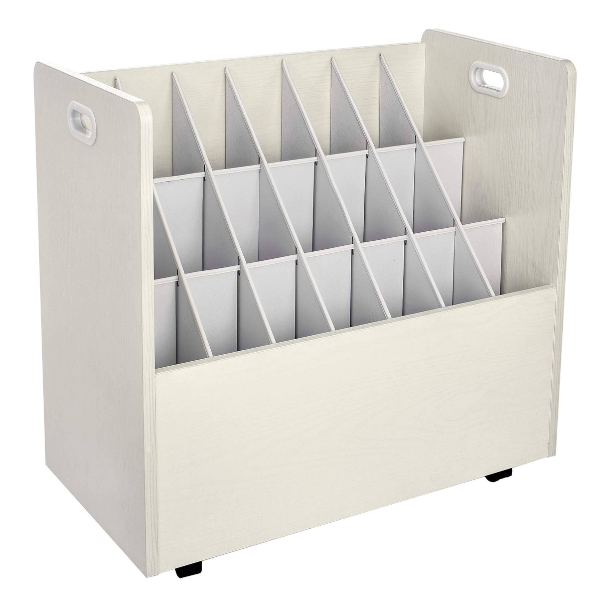 White Mobile Rolling Wood Blueprint Roll File Organizer L699