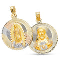 Genuine 14k Tri Tone Gold Diamond Cut Christian Charm 32 mm x 27 mm H413