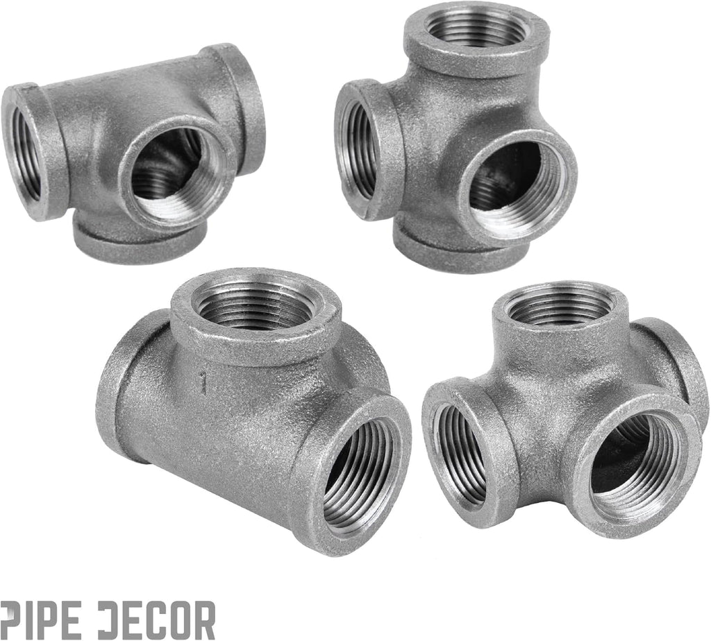 3/8 Inch Side Outlet Tee Malleable Cast Iron Industrial Fitting (8 Pack) S5902