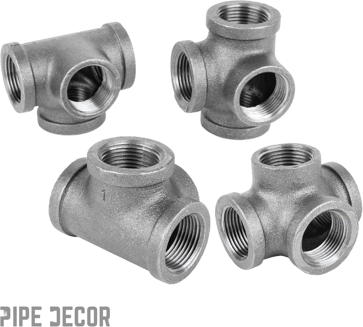 3/8 Inch Side Outlet Tee Malleable Cast Iron Industrial Fitting (8 Pack) S5902