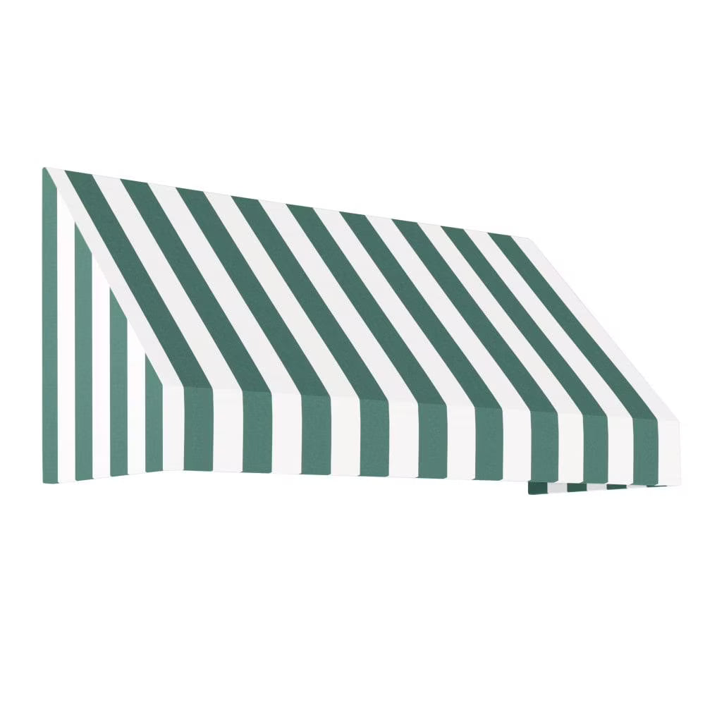 5.375 ft Fixed Awning Acrylic Fabric, Forest/White Stripe A1579
