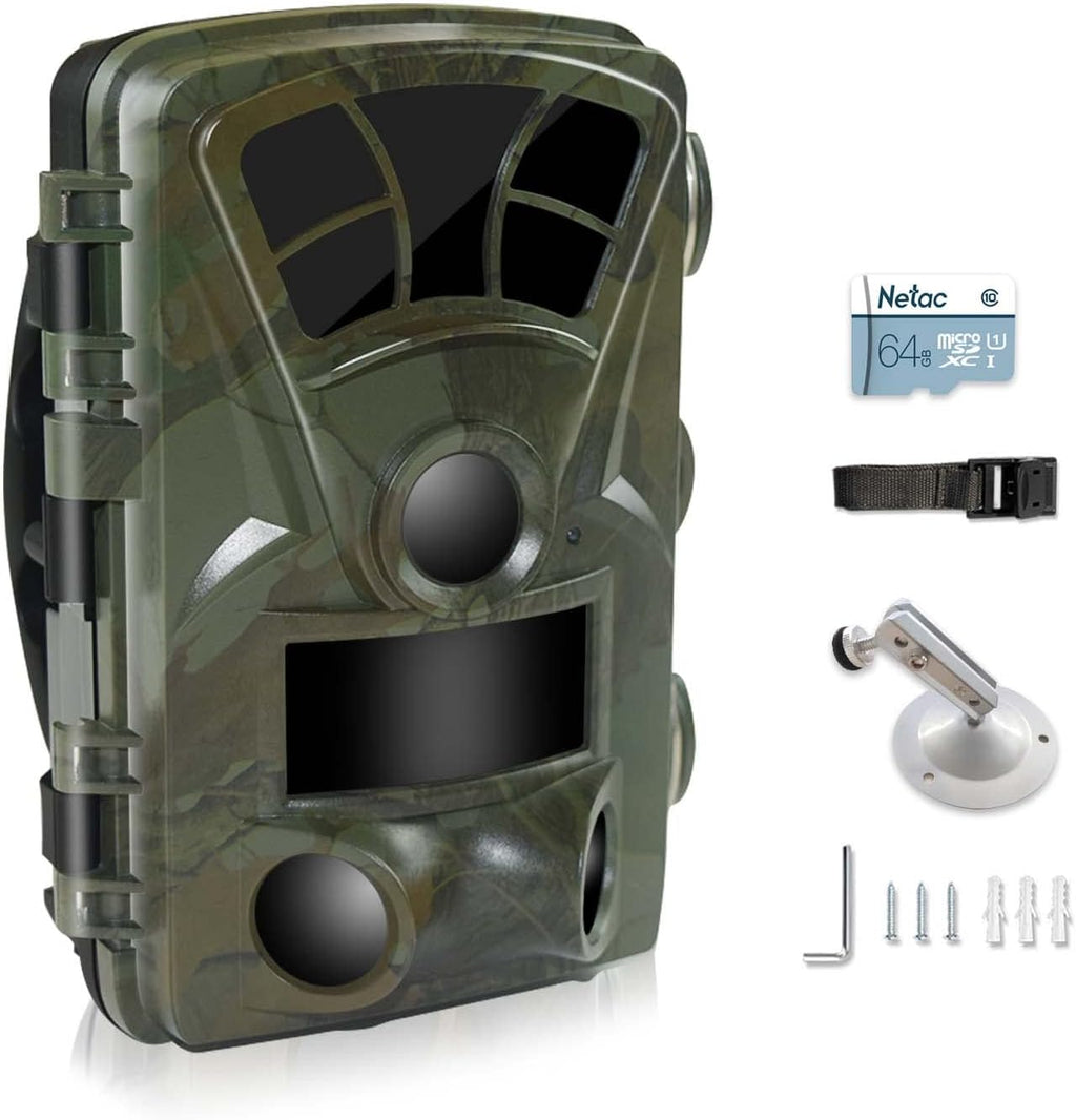 32MP 4K IP66 Waterproof Trail Camera with Night Vision and 3 Passive Infrared Motion Sensors, 2.4 LCD J75242