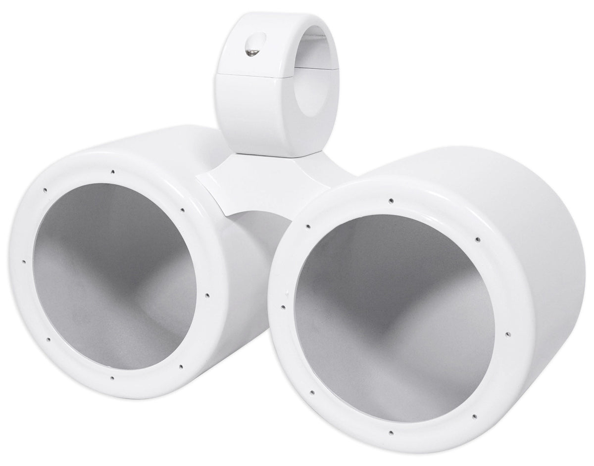 Dual 6.5" White Aluminum Wakeboard Tower Speaker Pods with Cover Y77566