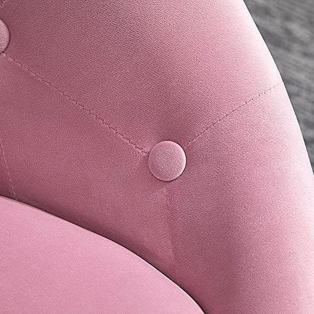 Pink Round Tufted Swivel Accent Chair with Chrome Frame B37749