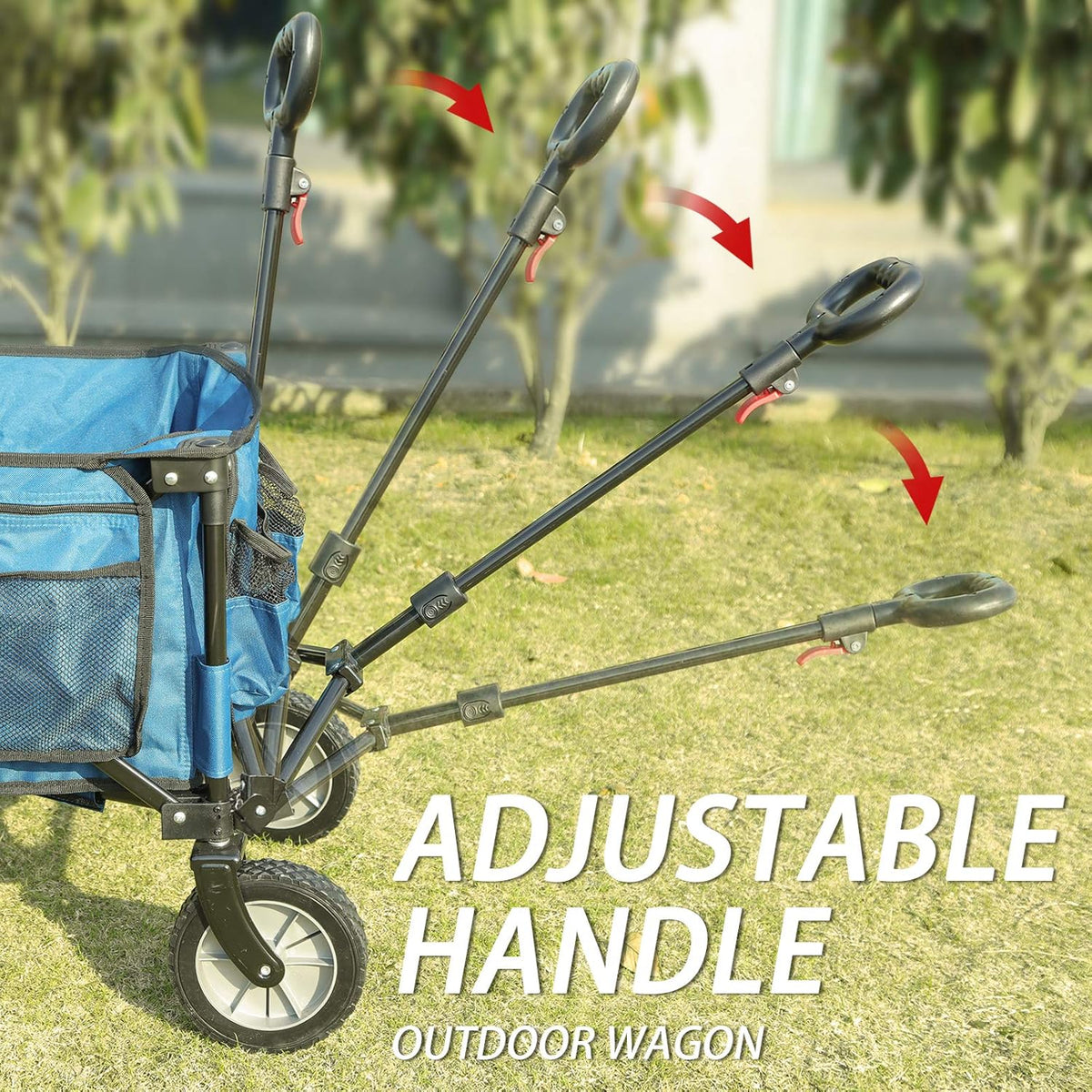 Collapsible Outdoor Folding Wagon Cart with Side Bag Cup Holder R773578