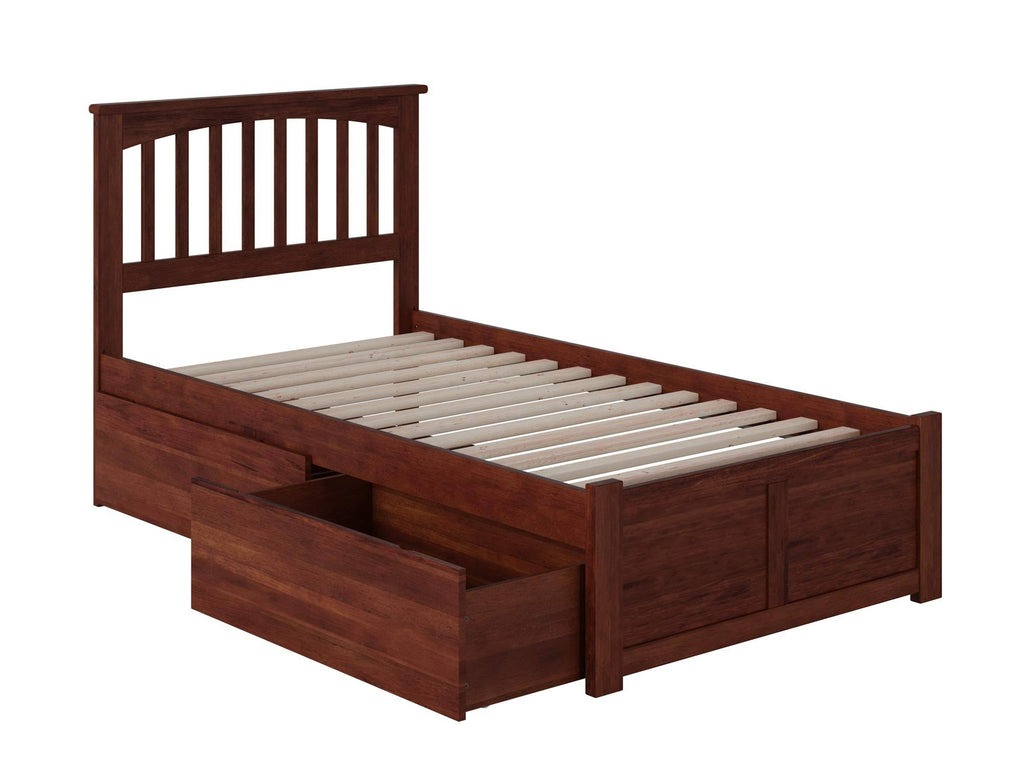 Antique Walnut Twin XL Bed Foot Board with 2 Drawers L1725