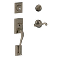 Antique Nickel Handleset with Deadbolt and Door Lever C24658