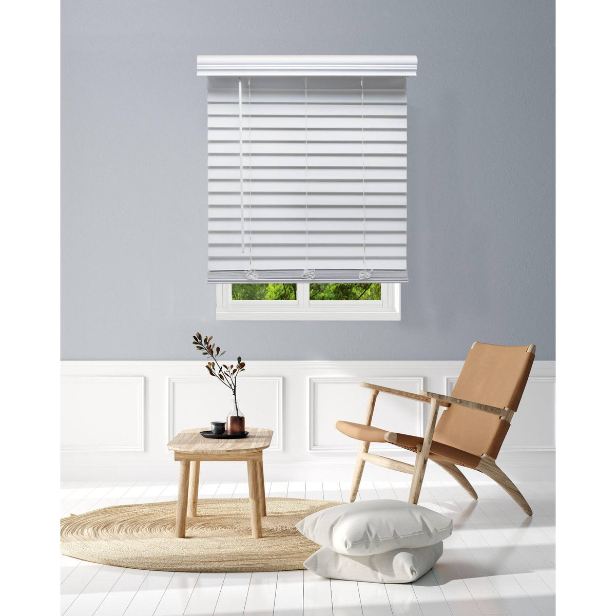 White Faux Wood Cordless Blinds Z252