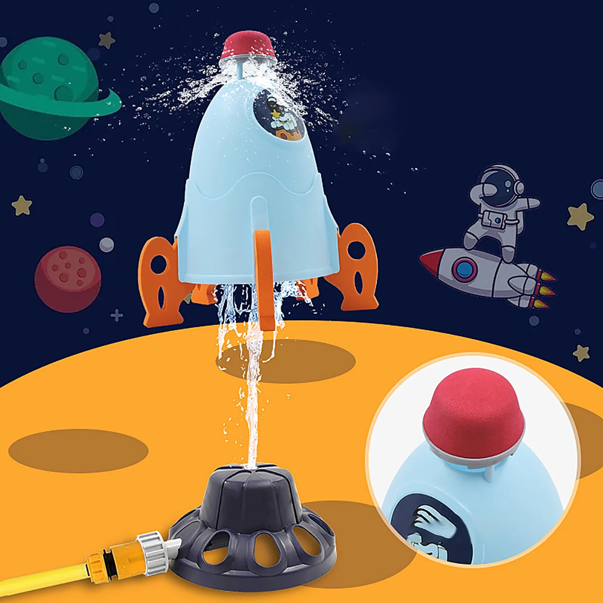 Musical Piano Carpet Space Rocket Sprinkler Water Spray Toy X236496
