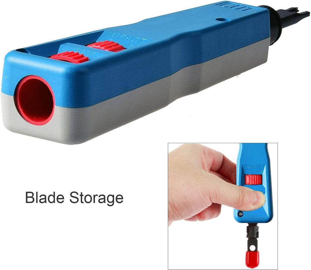 Punch Down Tool Kit with 110 & BK Blade, 5PCS Cat6 RJ45 Keystone Jack, Network Wire Stripper Tool Kits U95702