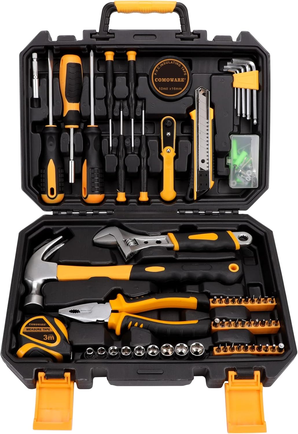 168 Piece Hand Tool Set with Plastic Toolbox Storage Case G28384