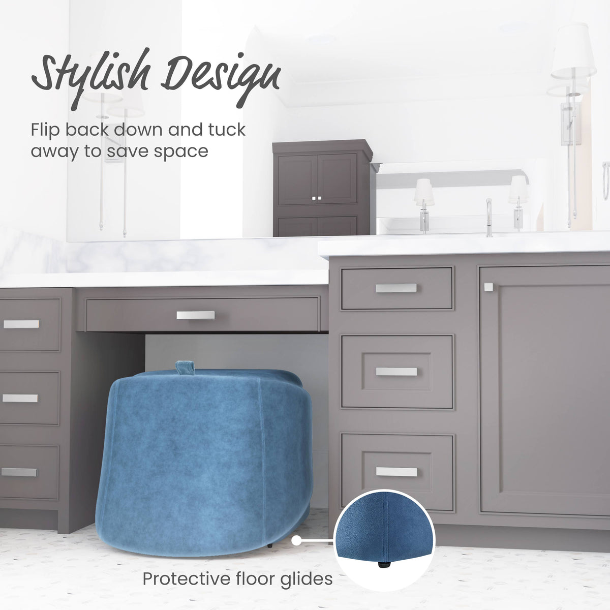 Blue Chair & Ottoman Set W6743