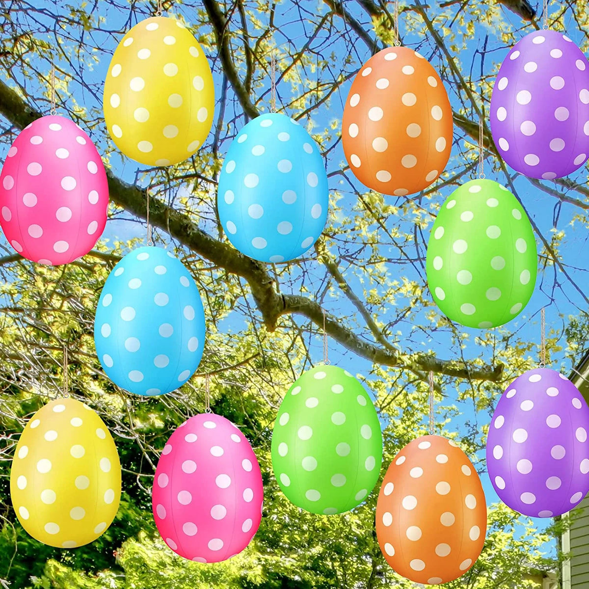 6 Pack 16" Inflatable Easter Eggs Outdoor Decor Y17817