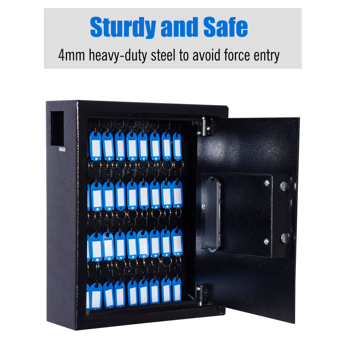 Black Steel Wall Mount Lockable Key Organizer Storage Cabinet V62725