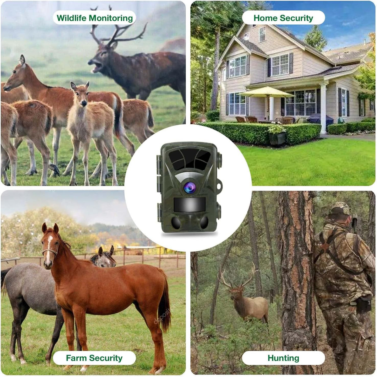32MP 4K IP66 Waterproof Trail Camera with Night Vision and 3 Passive Infrared Motion Sensors, 2.4 LCD J75242