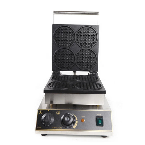 1750W Electric Nonstick 4pcs Round Waffle Maker Machine with Timer H98464
