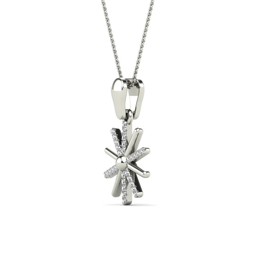 10K White Gold Diamond Starburst Pendant Necklace C793962