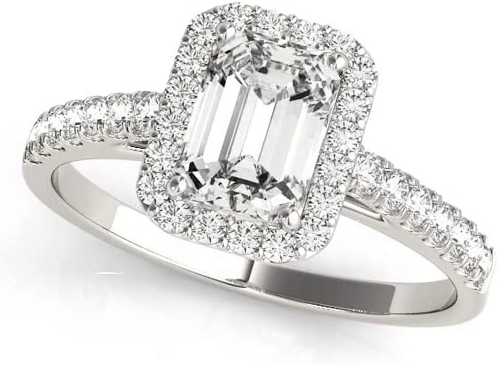 Emerald Cut Halo Diamond Engagement Ring K466