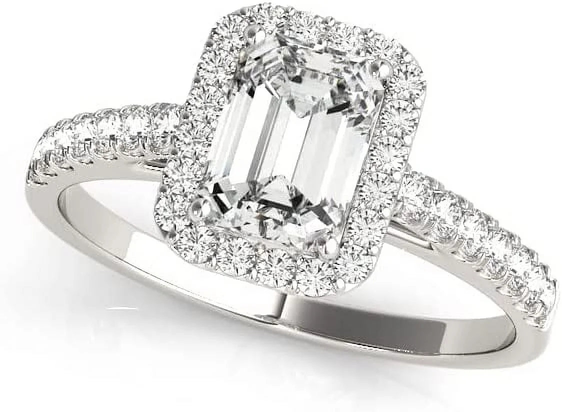 Emerald Cut Halo Diamond Engagement Ring K466
