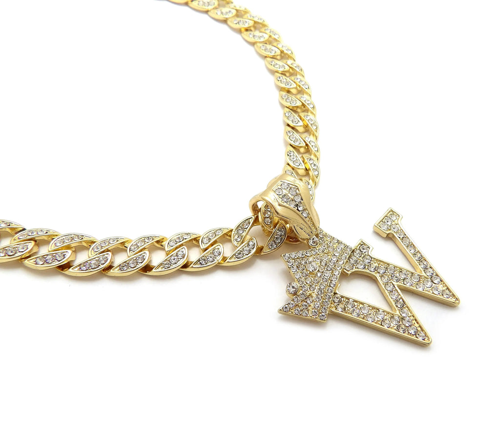 Gold Cuban Chain Necklace with Pendant Y984
