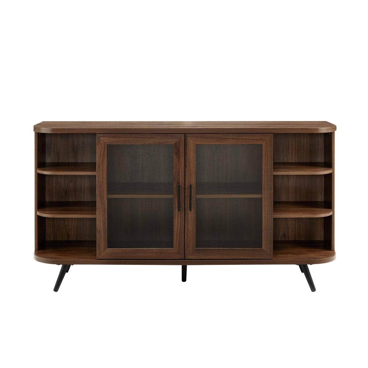 Dark Walnut Curved Edge Glass Door Sideboard X391