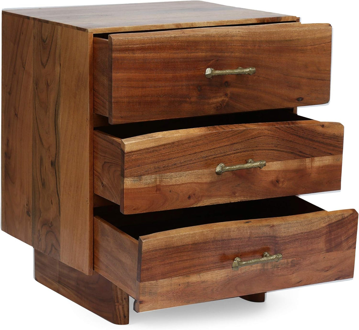 Dark Natural Acacia Wood 3 Drawer Nightstand Z76052