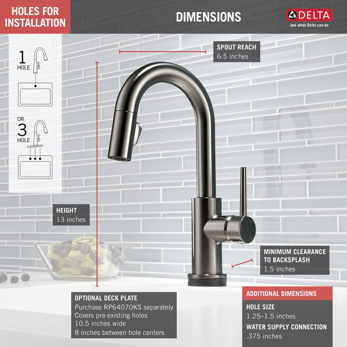 Black Stainless Single Handle Pull-Down Bar Faucet with Touch M868